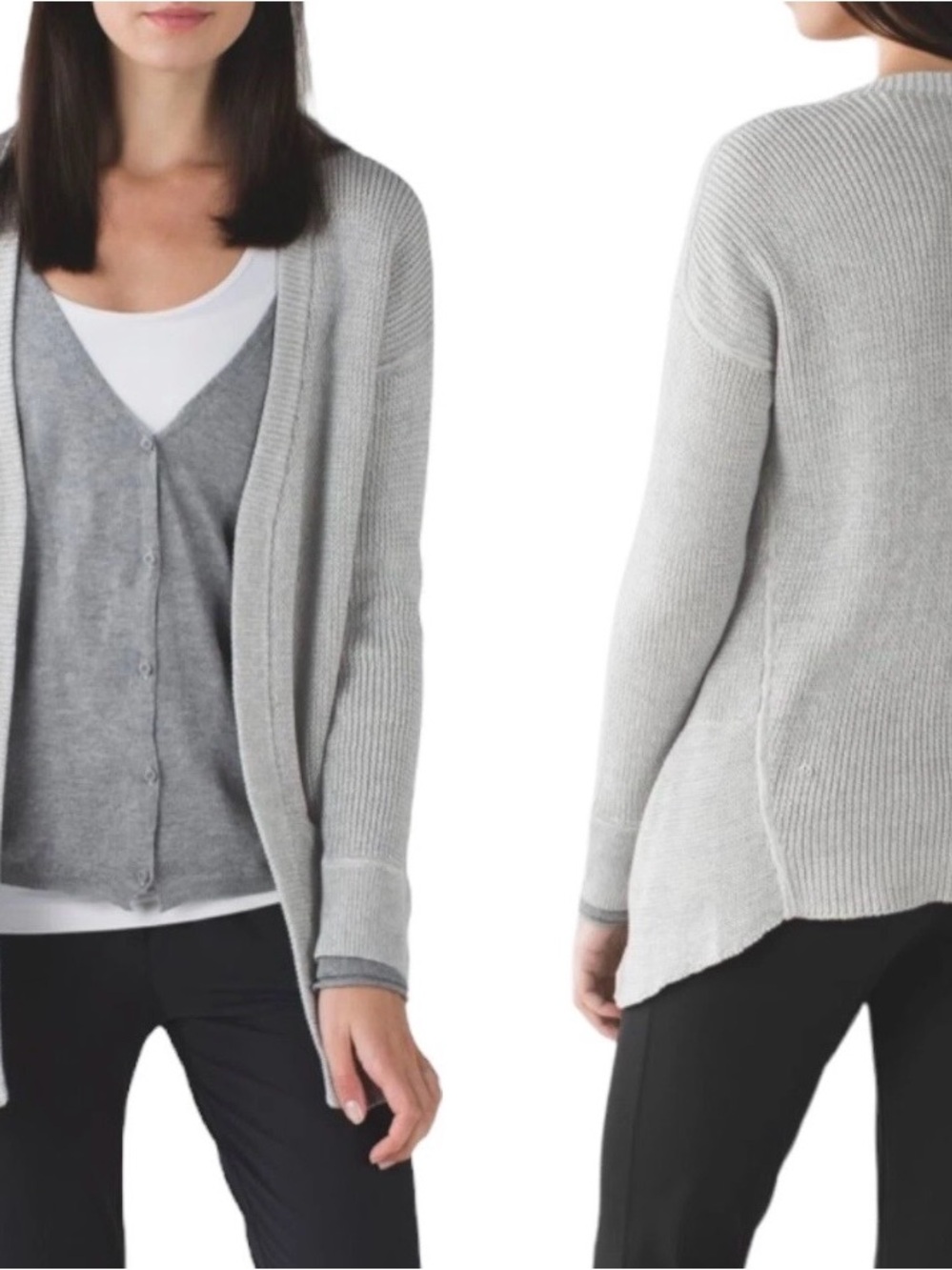Lululemon Vestigan Cardigan Sweater Heathered Grey Angel Wing Sz 4-6